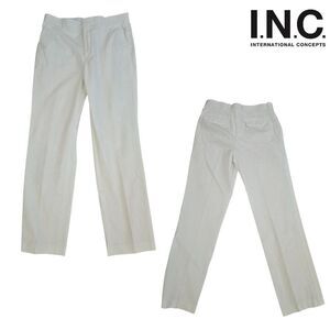 INC International Concepts White Jeans Womens 14 32x34 Straight Leg High Rise